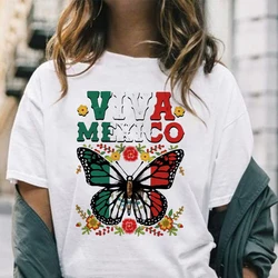 Viva Mexico Butterfly Flower Printed Girl T Shirt Women Summer Retro Tshirt Tee Graphic Tops Fashion Female Short Sleeve T-shirt