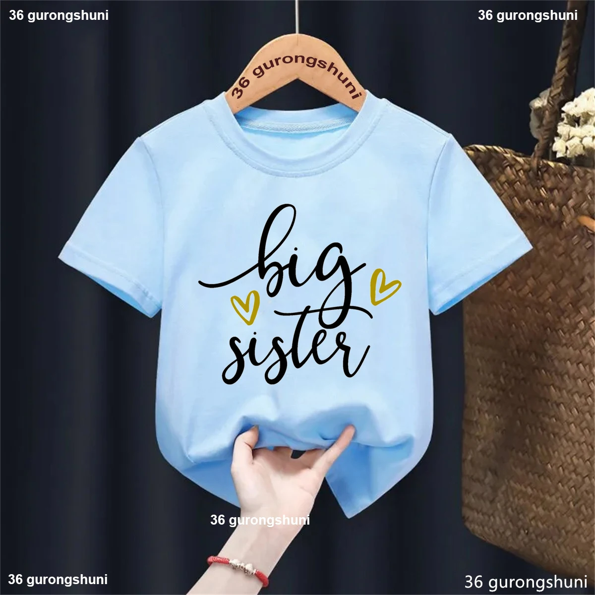 Big Sister Graphic Printed Tshirt Girls Kawaii Kids Clothes Sister Club Children'S Clothing Harajuku Shirt Solid T Shirt - view 4