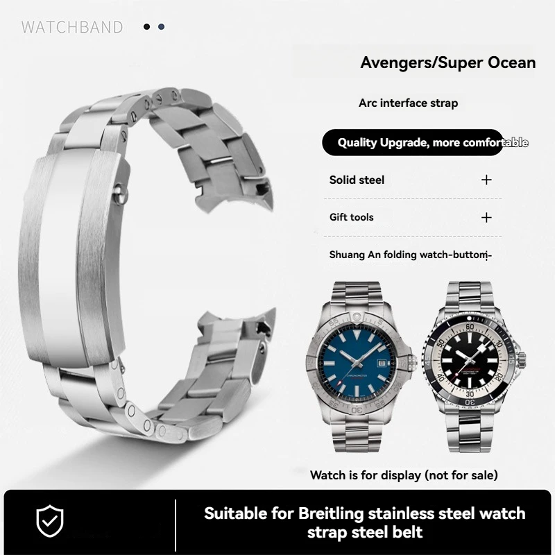22mm 316L High quality Stainless Steel Strap For Breitling SUPEROCEAN AVENGER Curved interface Metal Watchband Men's bracelets
