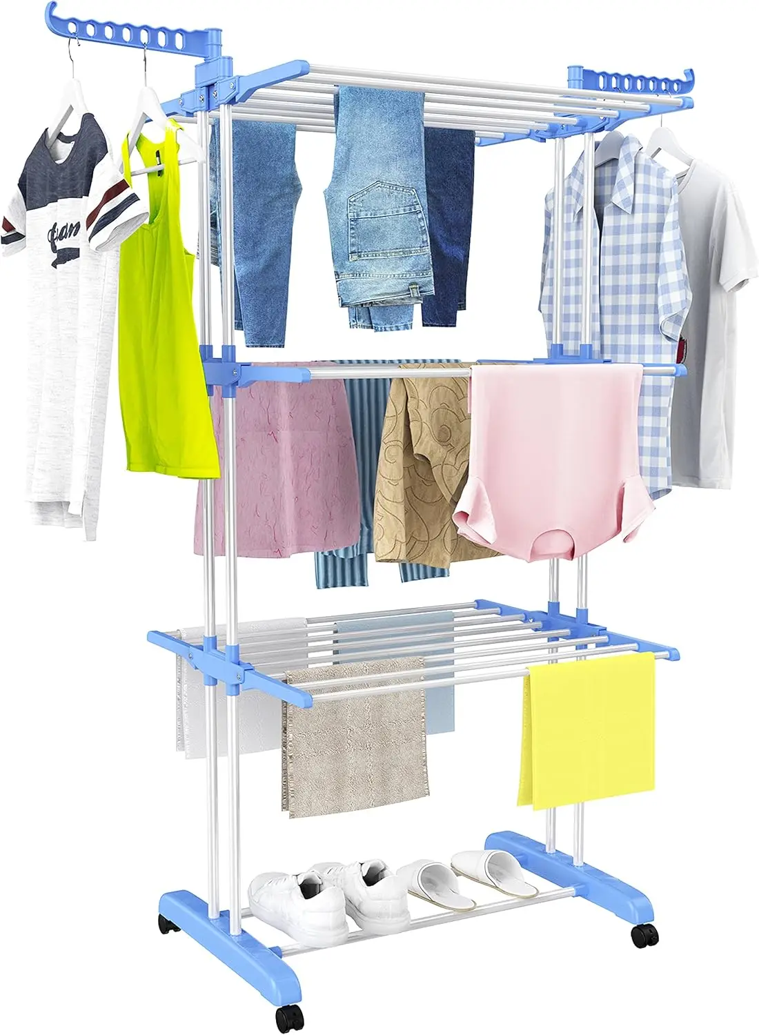 

63 Inches Clothes Drying Rack Drying Rack Clothing Folding Indoor Outdoor Heavy Duty Stainless Steel Laundry Rack Foldable Porta