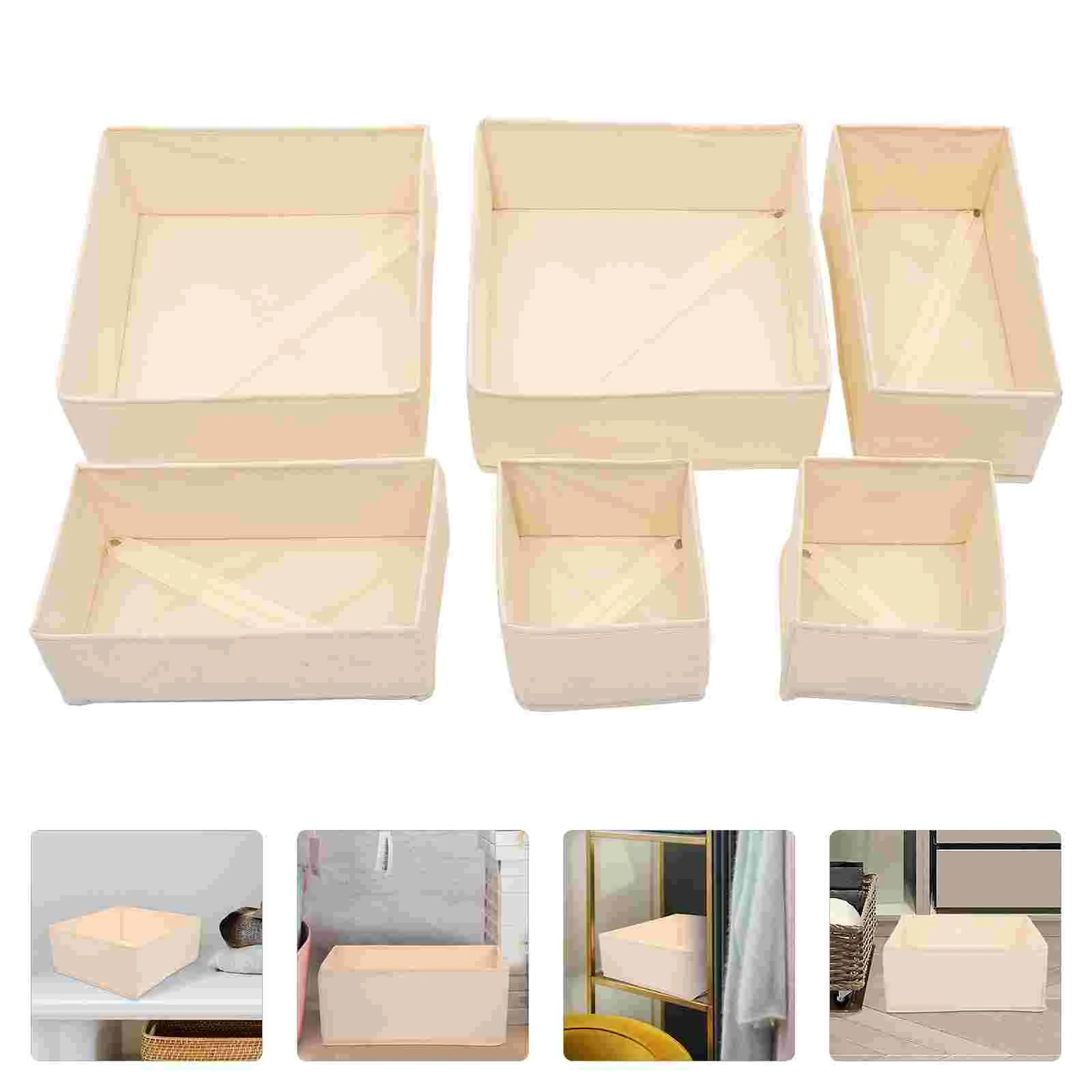 

6 Pcs Dressers Clothes Storage Box Cases Towel Holder Wardrobe Containers Beige Boxes Baby