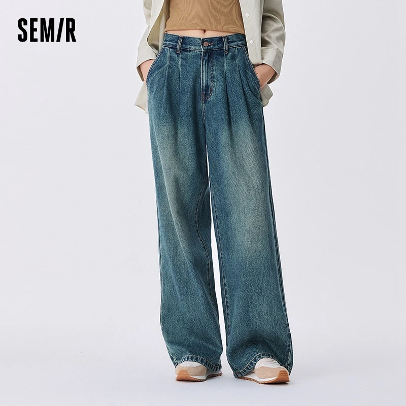 

Semir Jeans Women 2025 Fall 100% Cotton Wide Leg Slimming Trendy Long Vintage Pants
