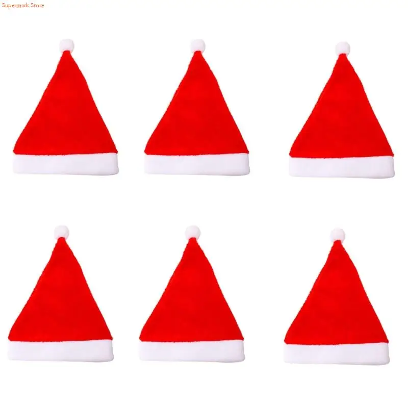 

Q5WE Short Plush Santa Hats Soft Comfortable Christmas Cap For Holiday Family Festival