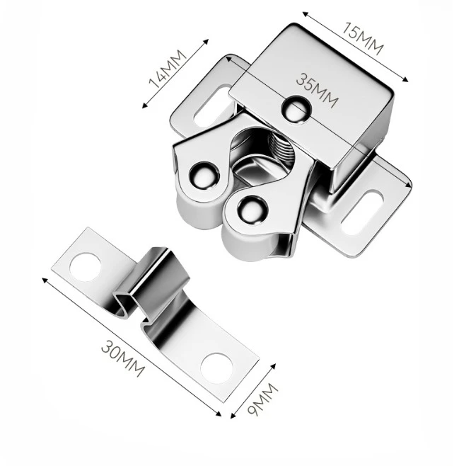 10pcs Press The Home Wardrobe Door Buckle Touch The Bead Magnetic Dual Wheel Spring Fixed Lock Buckle Furniture Accessories