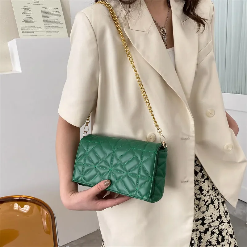 2023 Chain Bag Quilted Shoulder Bag for Women PU Leather Underarm bag design Handbag  Fashion Diamond pattern Square Bag