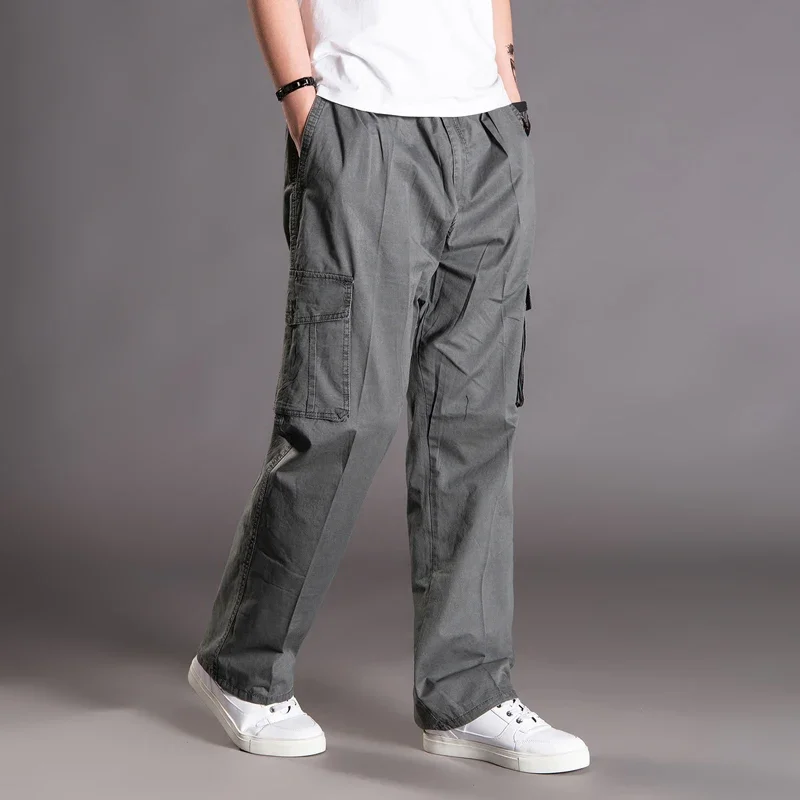 

Thoshine Brand Spring Autumn Men Casual Cargo Pants 95% Cotton Multiple Pockets Male Thin Trousers Loose Plus Size Oversize