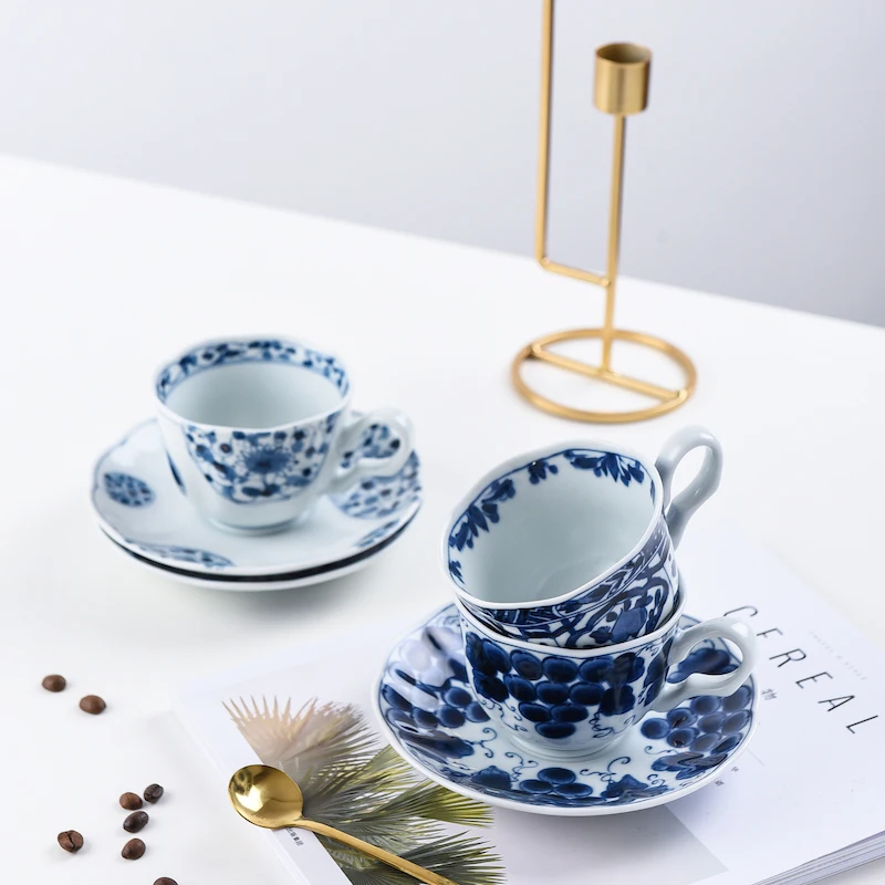 

Japanese Coffee Cup And Saucer Flower Set Beautiful Coffee Ceramic Aftermoon Tea Mug Creative Tasse Porcelaine Kitchen Tableware