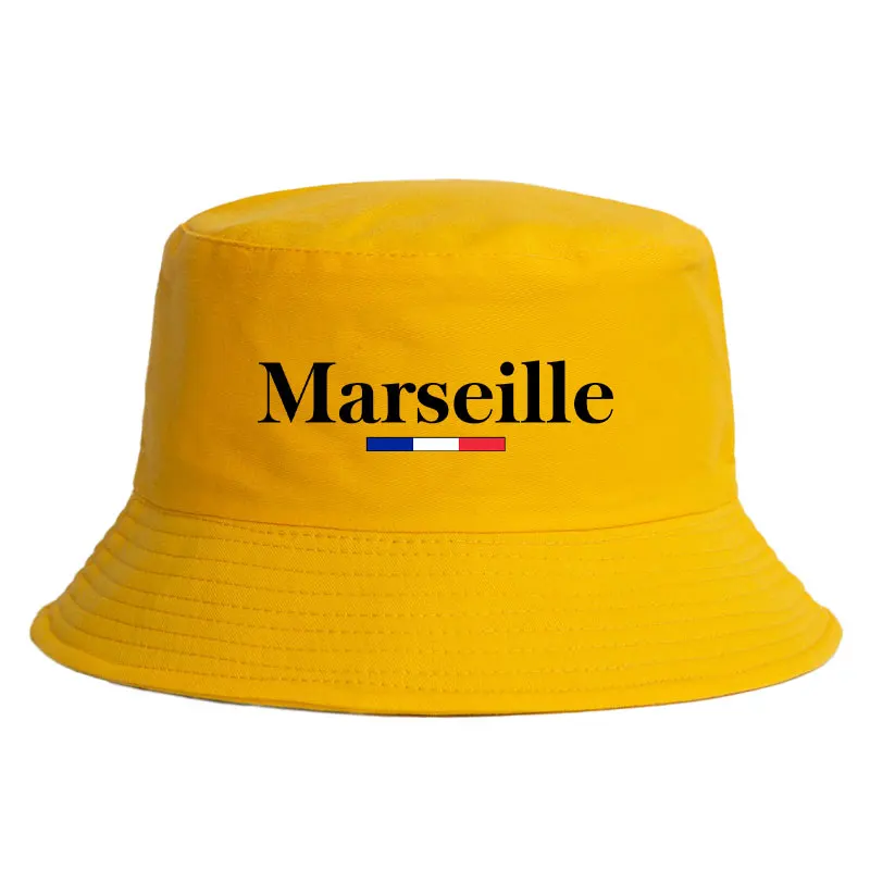 Marseille Bucket Hat Woman Man Outdoor Sun Beach Summer Cotton Fisherman Cap Girl Boy France Logo Bonnet Bob Adult Solid Sun Hat