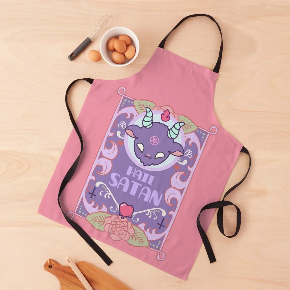 

Hail Satan Kawaii Baphomet Apron things of kitchen for home