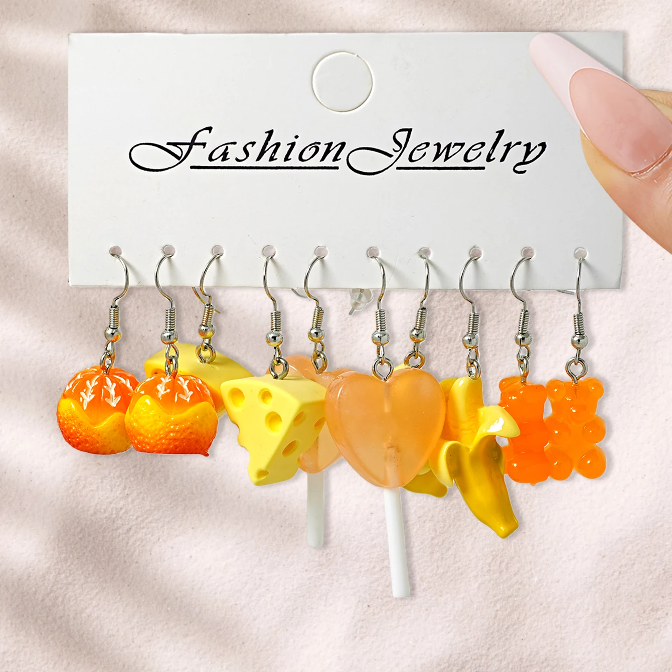 30 قطعة مجموعة أقراط راتينج بسيطة لطيفة مقلد الجبن الفراولة الموز البرتقال الذرة الإبداعية الفاكهة والخضروات أقراط #5