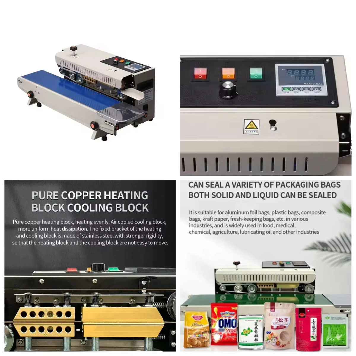 

STLZhuoyu Commercial Fully Automatic Continuous Sealing Machine FR-900 Small Food Plastic Bag Heat Sealing Machine