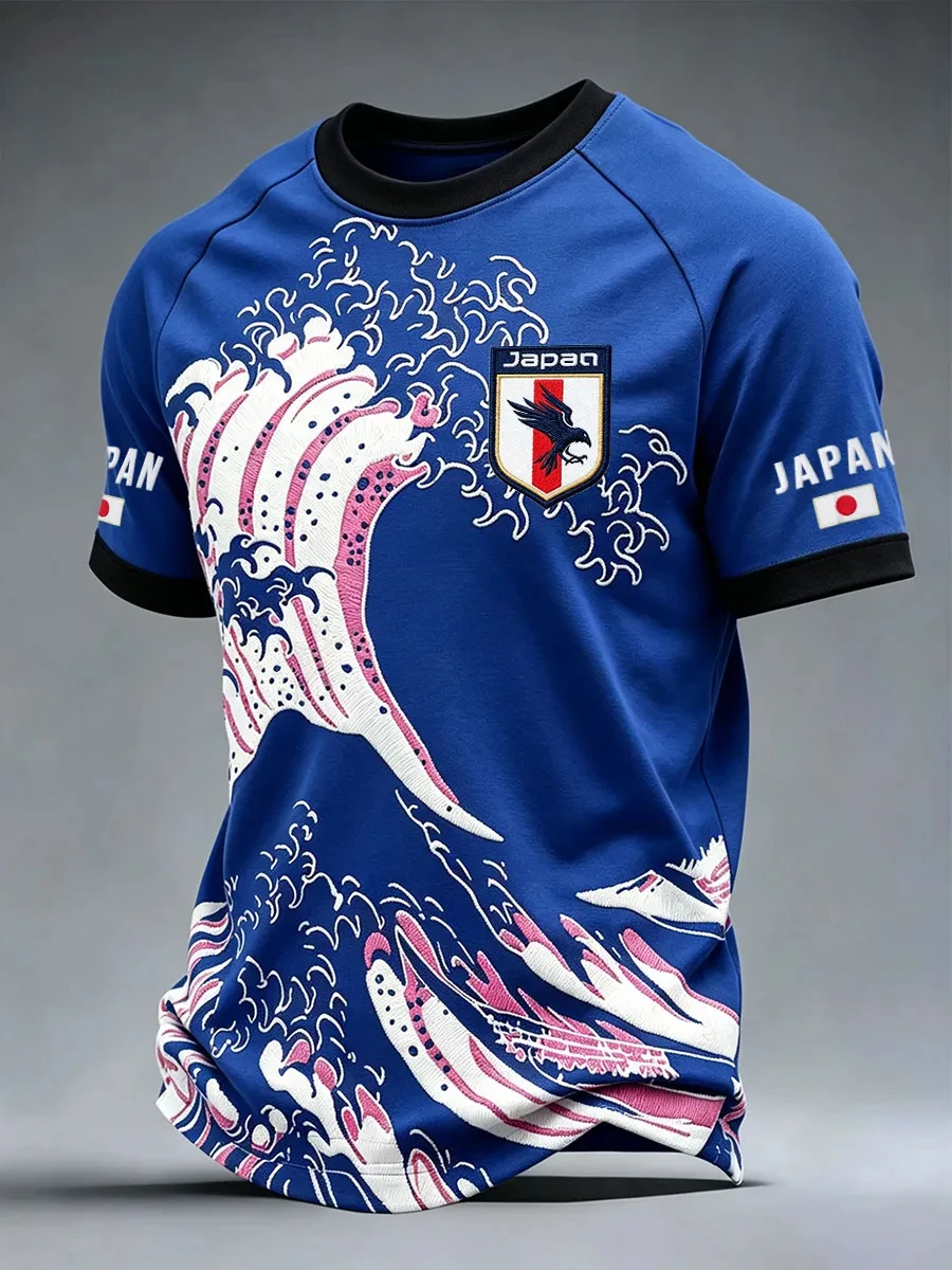 New Japanese 3D Printed Short-sleeved T-shirt with Japanese Cultural Style Men's and Women's Identical Casual Sports Shirt