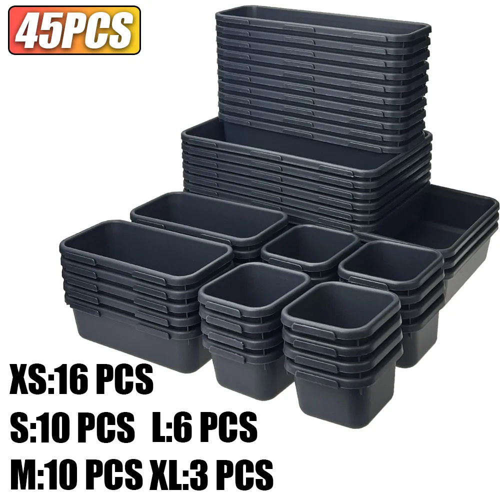 61/45/34/24/9PCS Bureau Lade Organisatoren 5 Size Grijpende Ondiepe Tool organizer Lade Verdelers Toolbox Opbergbakken Container