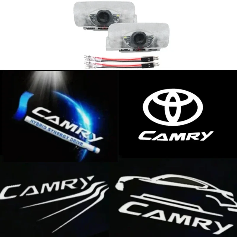 2 pcs LED Car Door Projector Lights for Toyota Camry 40 50 55 70 2007 2008 2009 2010 2011 2012 2013 2014 2015 2018 Accessories