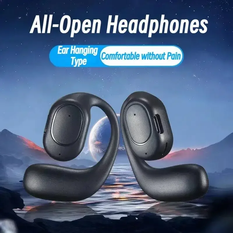 KY2 Single Wireless Earphones Air Conduction OWS Headphone HiFi Ear-Hook Music Sports Noise Cancel Headset For All Smartphones