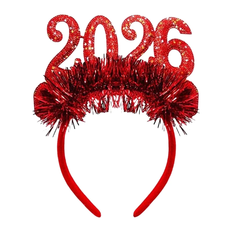 

2026 New Year Headpiece Practical Construction Glitters Numbers Decoration Headbands For Indoor Outdoor Celebrations