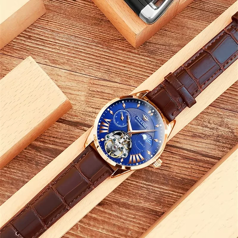 

AILANG Watches Luxury Man High Quality Original Fully Skeleton Automatic Mechanical Watch Stainless Steel Men Watches Gifts Box