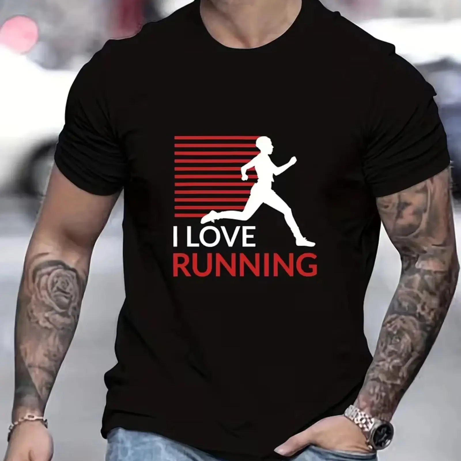 Men's I Love Running T Shirt Runner Casual  Summer Top Image 1 of 4 vintage Washed streetwear Stylish Top For Everyday Wear