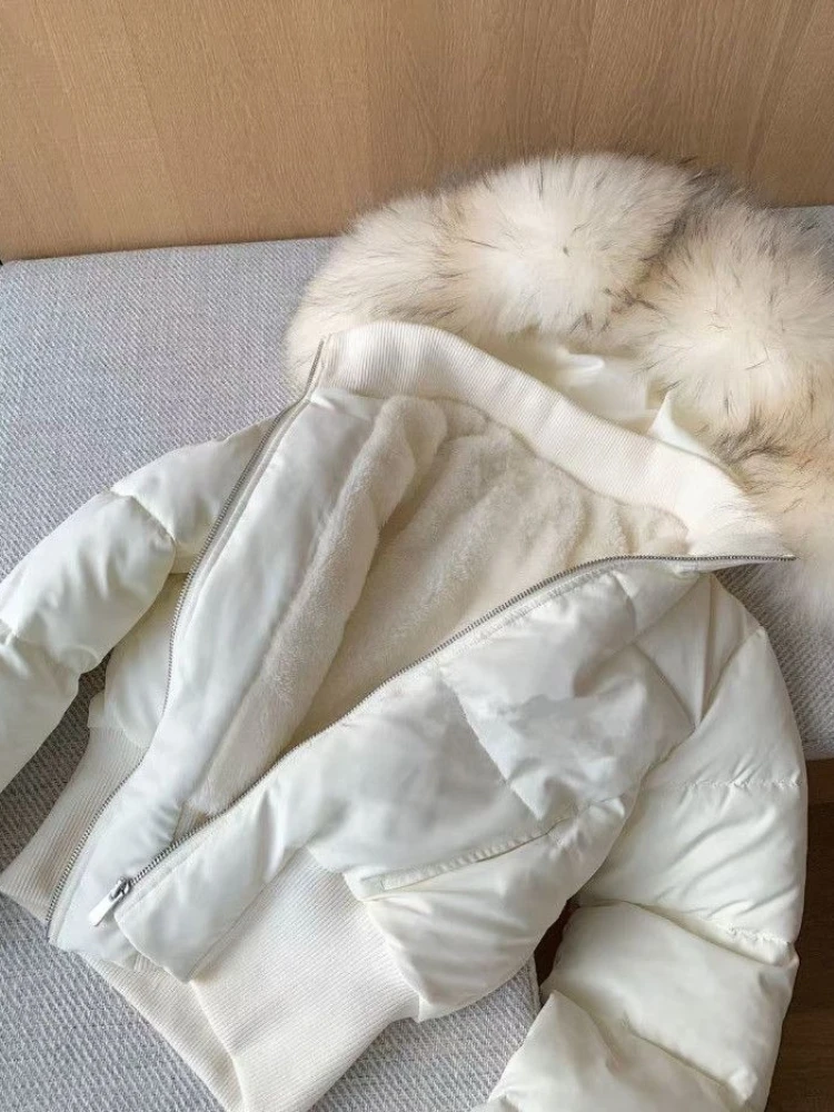 Fur Collar Short Casual High Street Parkas Korea Chic New Hoody Slim Waist Coat Trendy Harajuku All-match Simple Outwears
