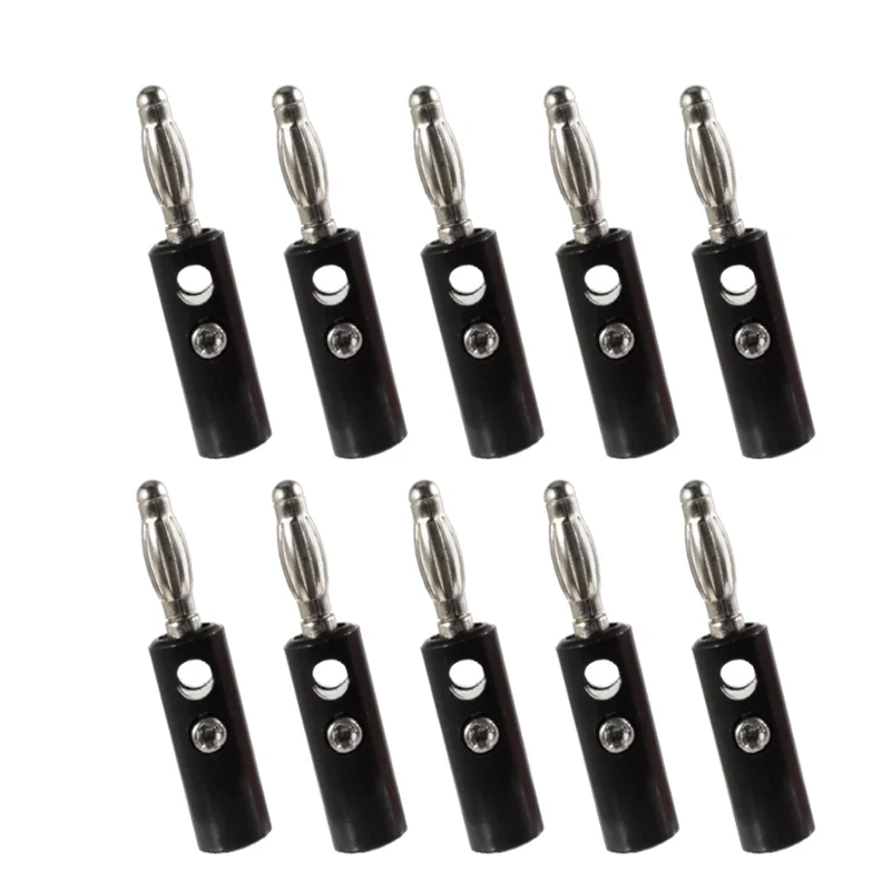 10pcs Banana Speaker Plugs Silver 4mm Banana Plug Connector For Audio Video Speaker Cable Adapter Terminal