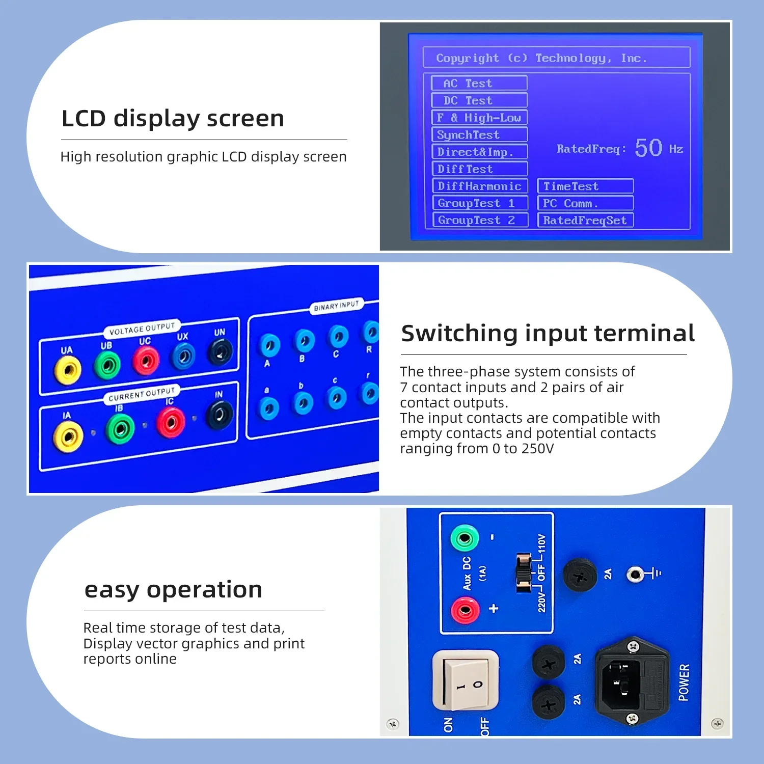 VLUUKE LCD Three Phase Relay Protection Tester Secondary Current Injection Relay