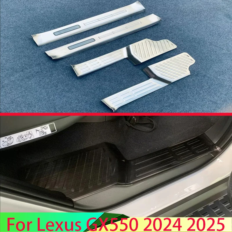 For Lexus GX550 2024 2025 Car Accessories Stainless Steel Inner Inside Door Sill Panel Scuff Plate Kick Step Trim Cover