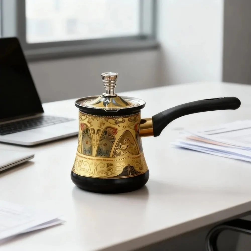 Stainless Steel Turkish Coffee Pot Long Handle Portable Milk Tea Pot 350/550/720ml Luxury Chocolate Melting Pot Coffee Utensil