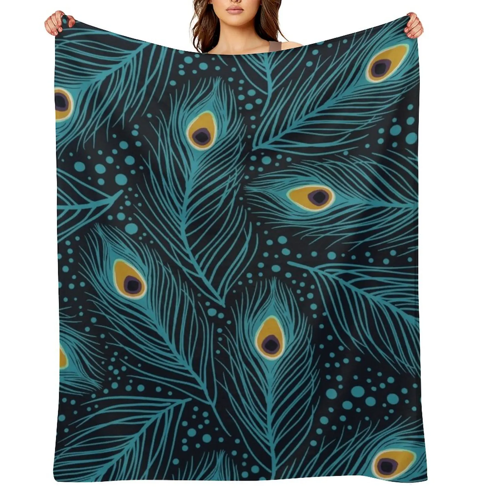 

Feather Fantasy. Peacock feathers Throw Blanket Multi-Purpose Luxury Thin Blankets Sofas Of Decoration Blankets