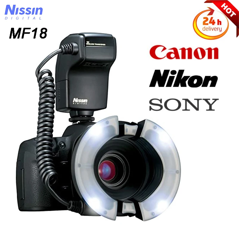 

Nissin MF18 Macro LED Ring Flash Speedlite TTL with LED AF Assist Lamp for SONY / NIKON / Canon DSLR Camera for Dental Hospital