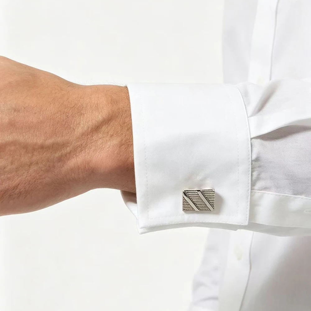 Gunmetal Black Square Diagonal Textured Cufflinks Classic Engraved Stripe Cuff Links for Men French Dress Shirt Business Wedding
