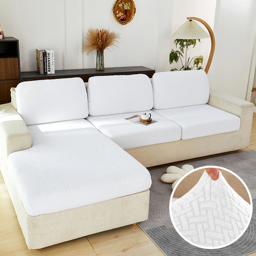 Elastischer Sofabezug für Wohnzimmer, Jacquard, solider Sofa-Sitzbezug, grau, waschbar, Sitzkissenbezug, Möbelschutz, Schnitt – Detail 16