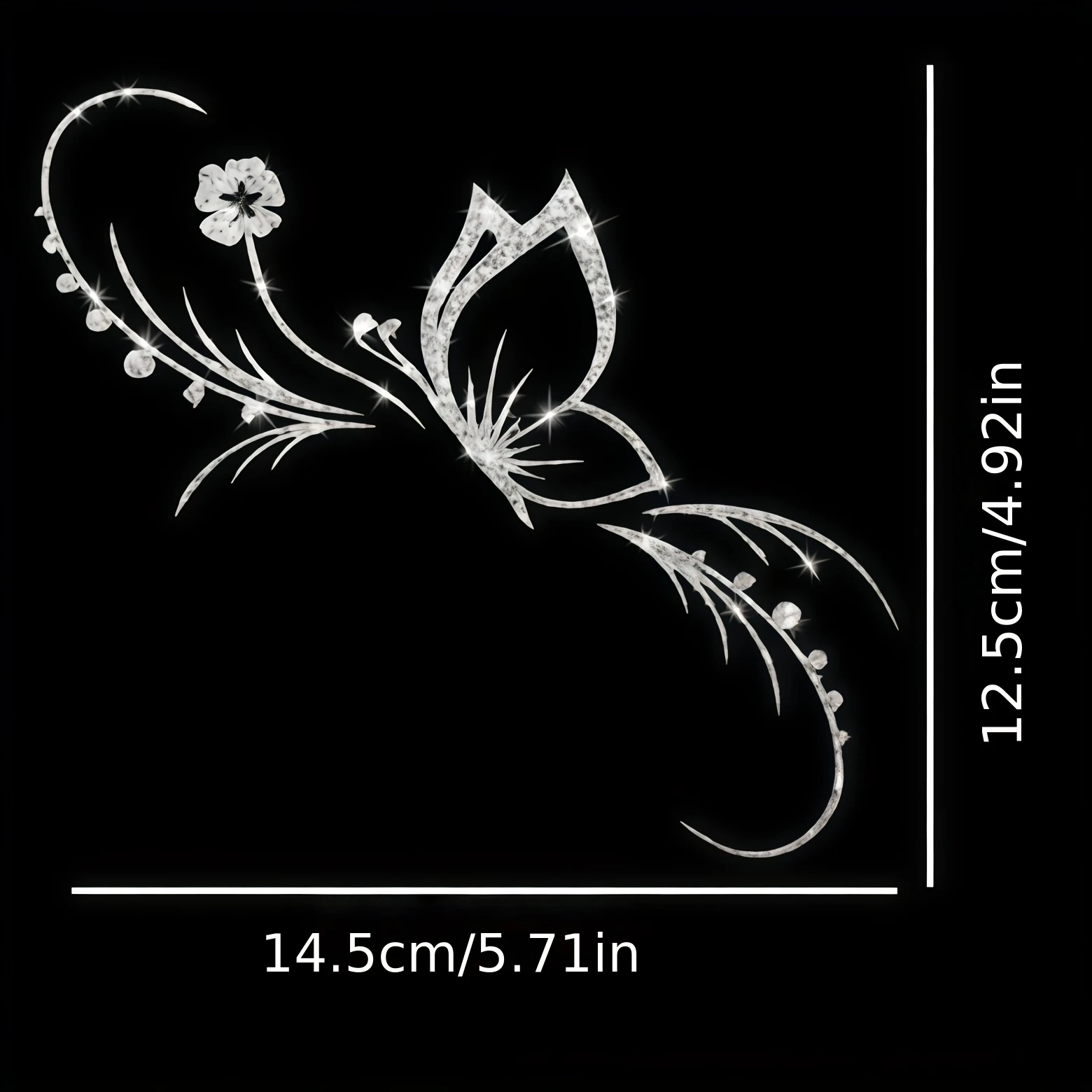 1 piece of butterfly flower car sticker - shiny rhinestone sticker, self-adhesive glossy vinyl, cartoon design, suitable for car