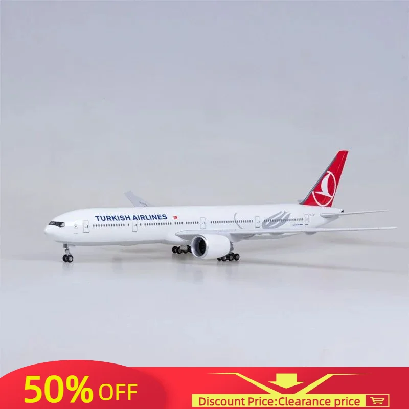 

2024 New 47cm Turkish Airlines Boeing 777 Airplane Model Aircraft 1/160 Scale Diecast Resin Light and Wheel Plane Dropshipping