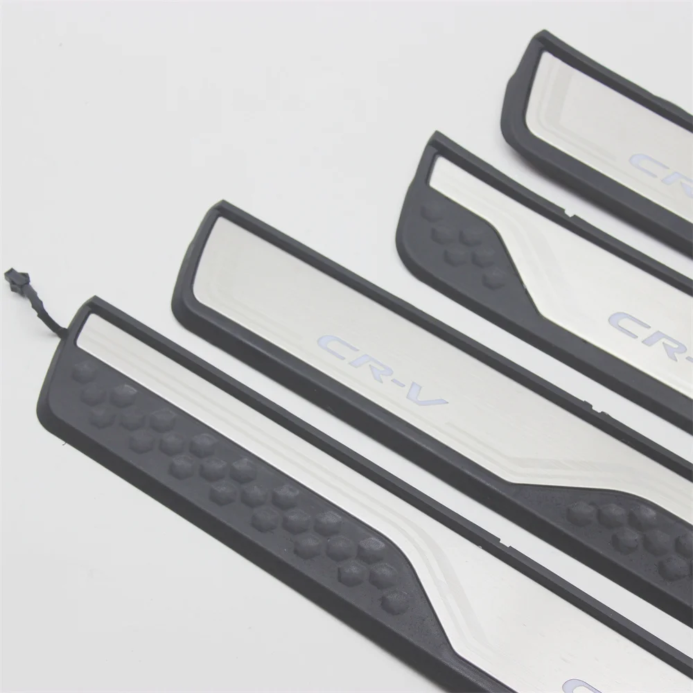 Car Styling Stainless Steel ABS Led Door Sill Scuff Plate Guard Sills Protector Trim For Honda CRV CR-V 2017-2020