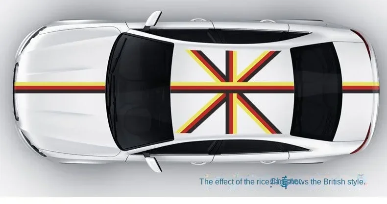 Autoaufkleber Farbige Seitenhaube Motorsport Vinyl-Aufkleber Streifen Aufkleber Stoßstange Motorabdeckung für Dreifarbige Nationalflaggen-Aufkleber – Detail 6