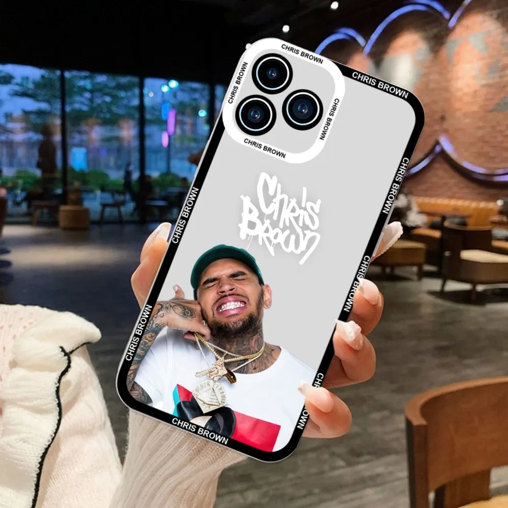 Chris Brown rapper Phone Case For iPhone 11 12 Mini 13 14 Pro Max Transparent Shell