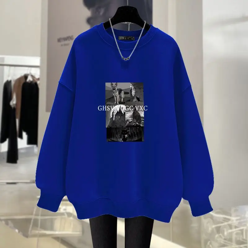 Women Clothing Y2K Vintage Cartoon Printed Sweatshirts Autumn Fashion Loose Casual Hoodies O-neck Long Sleeve Top Pullovers