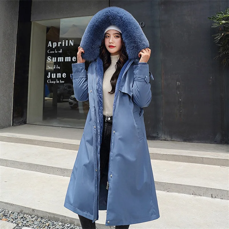 2026 New Winter Jacket Women's Parkas Thick Warm Fur Lining Long Parka Female Hooded Fleece Padded Coat Distachable Outwear 5XL
