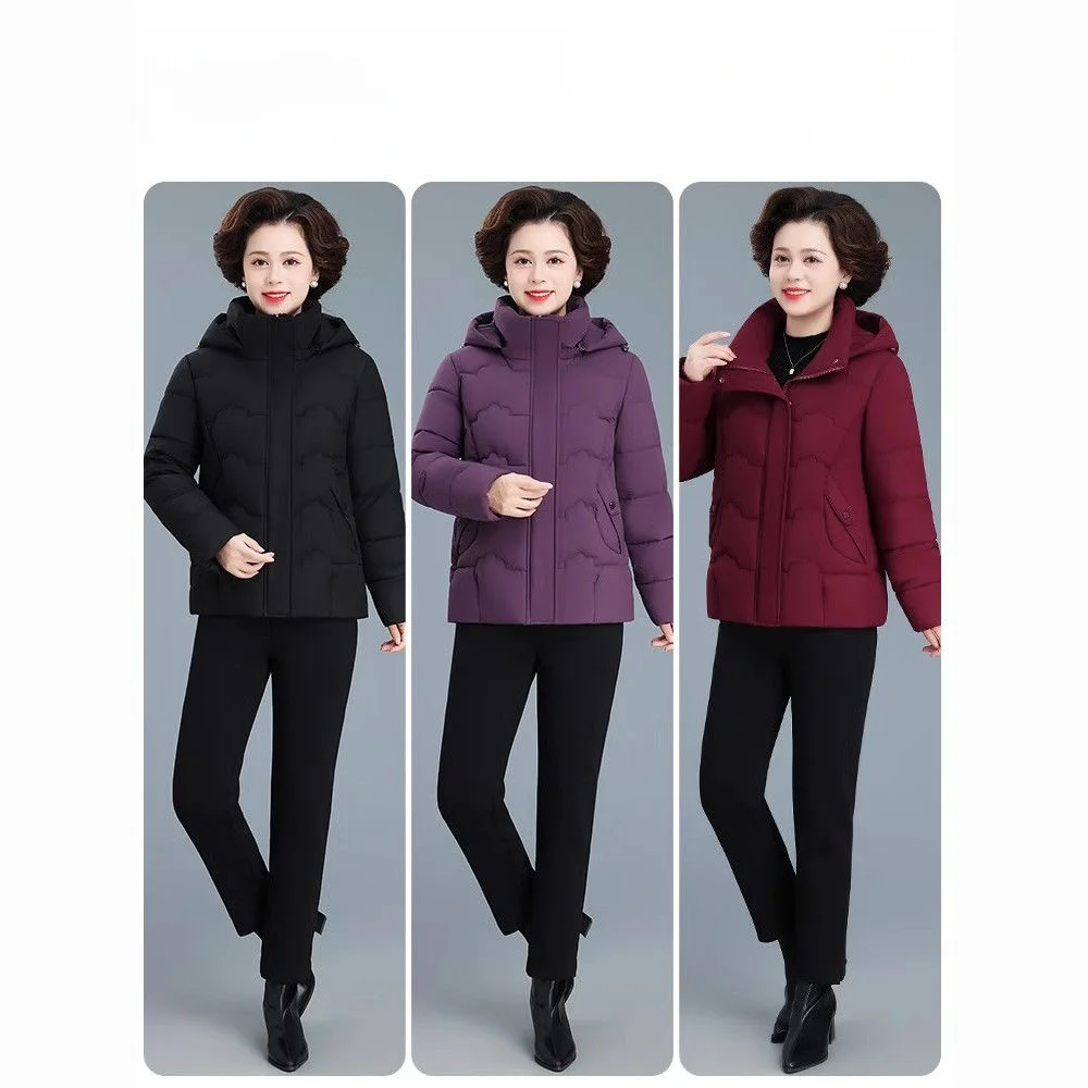 Thiened ort down コットンジャエット 中年および女性向け 冬用アウター キルティングコート 韓国風 スリーブロング