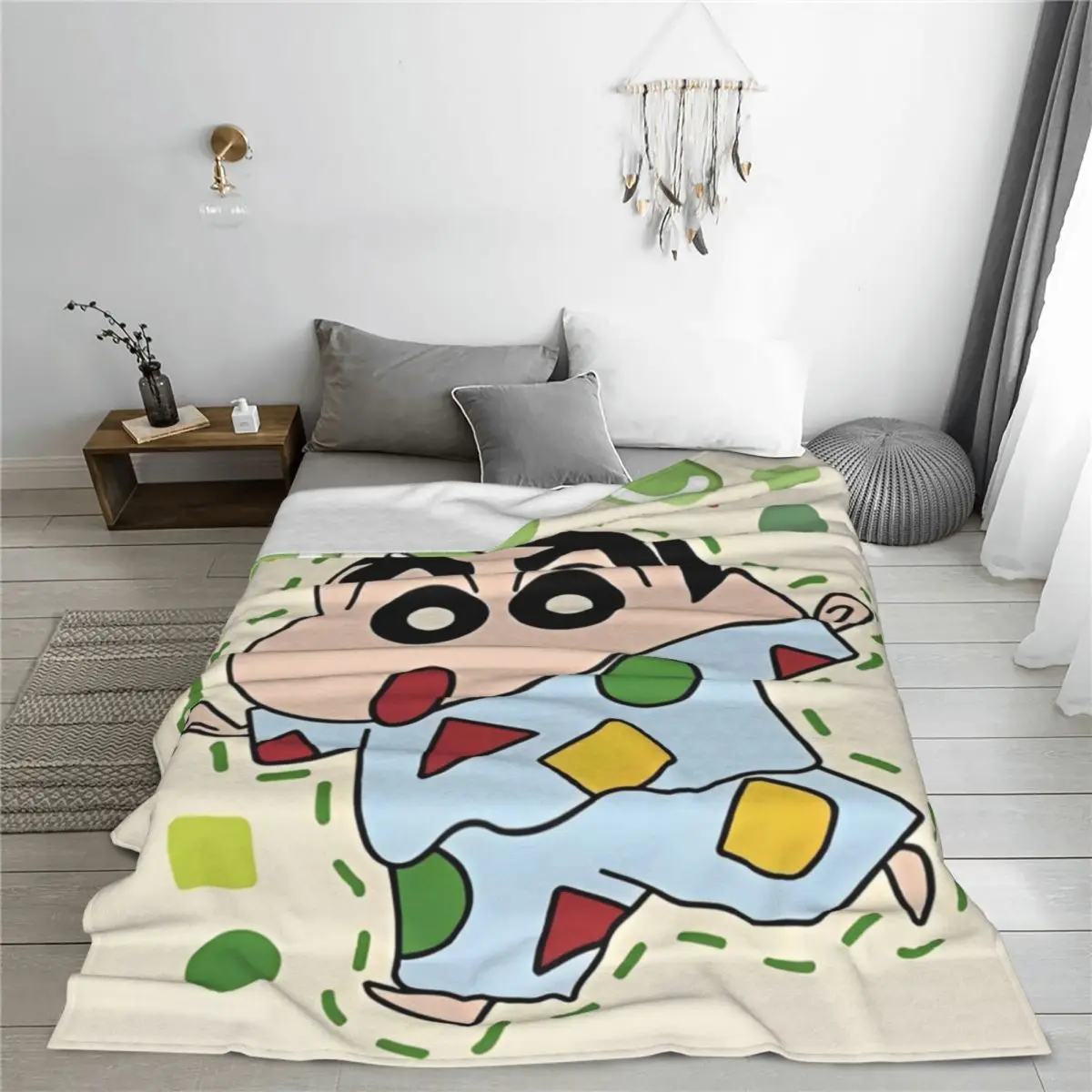 Crayon Shin-chan Chocobi Cookie Blanket Japan Anime Fleece Throw Blanket Airplane Travel Portable Soft Warm Bedspreads