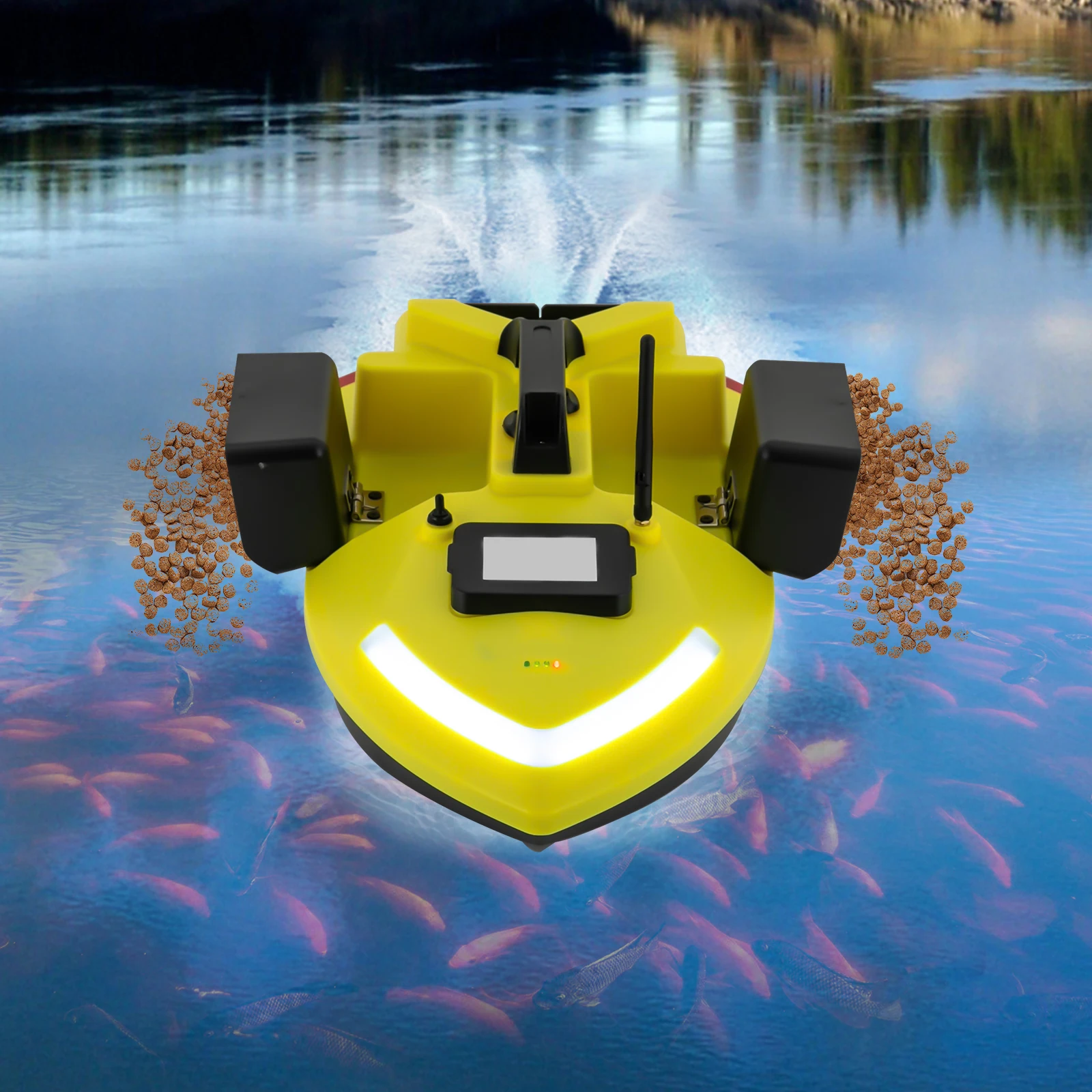 Ferngesteuertes Köderboot RC Angelboot Fischfinder 500m GPS 40 Punkte 12000mAh 4H Doppelmotoren mit Anti-Tangle-Abdeckung für Kajak- und Bootsangeln – Detail 14
