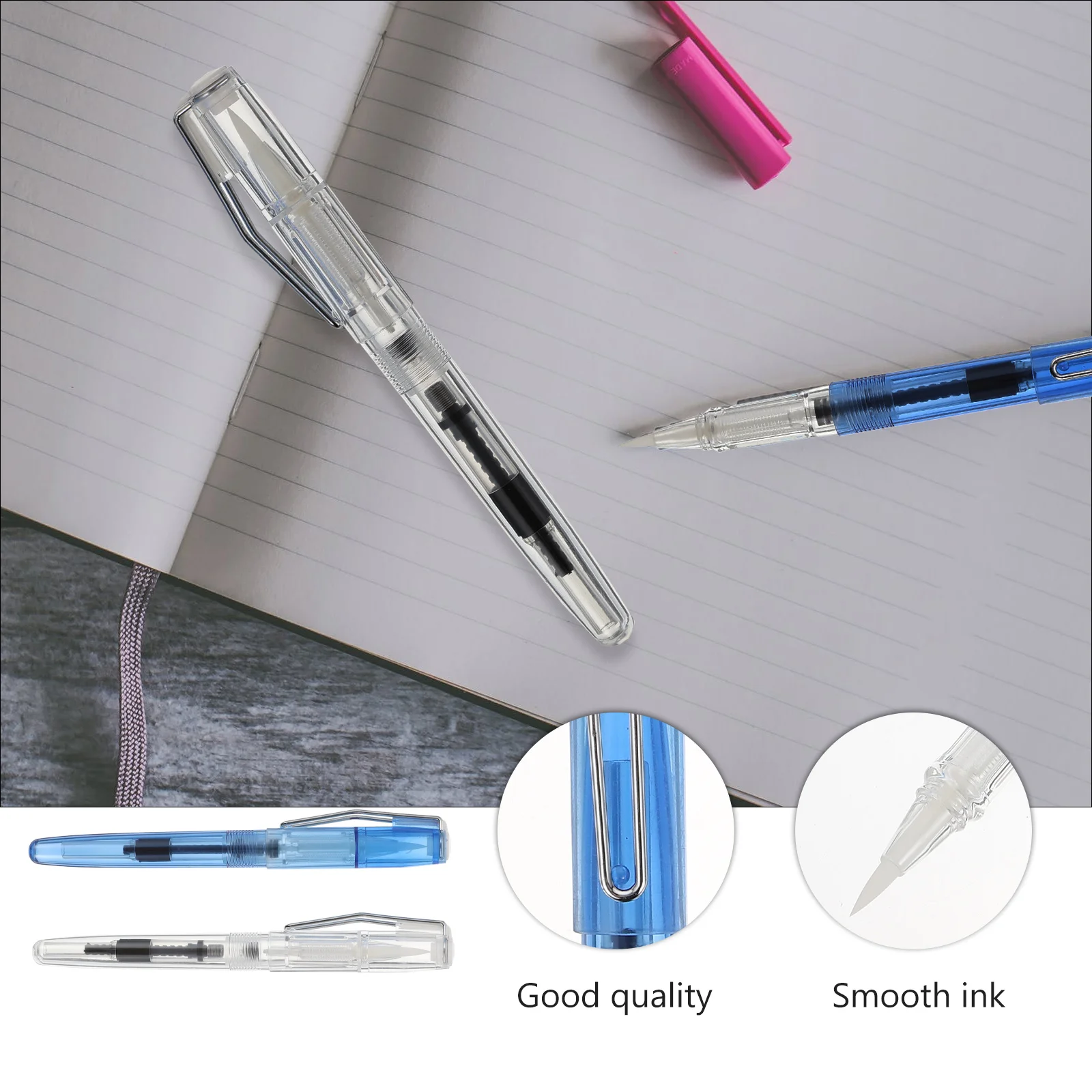 2 Pcs Fountain Pen Brush Easy Drawing Sketch Hook Line Tip Plastic Student Writing Stationary