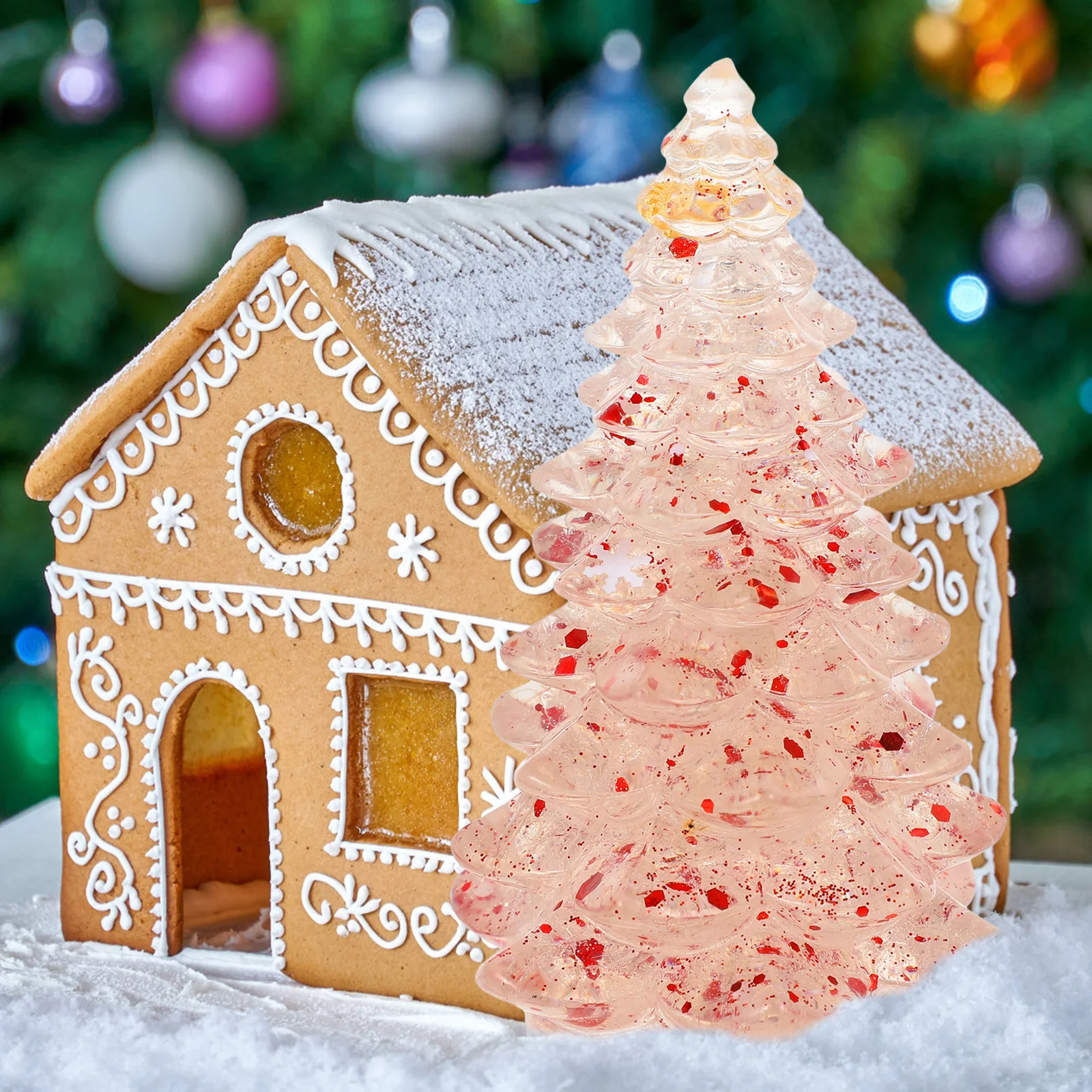 

Small Resin Craft Xmas Tree Lifelike Tabletop Decor for Home Fireplace Village Scene Festive Party Supplies Miniature Epoxy