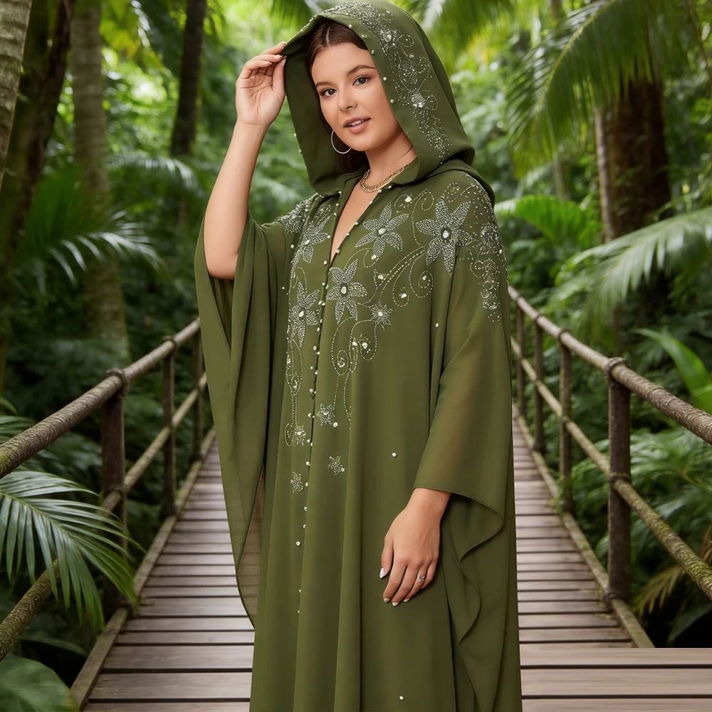 

African Dresses for Women Muslim Hooded Party Dress Ankara Dashiki Boubou Robe Morocco Caftan Dubai Abaya Gown Kaftan Djellaba