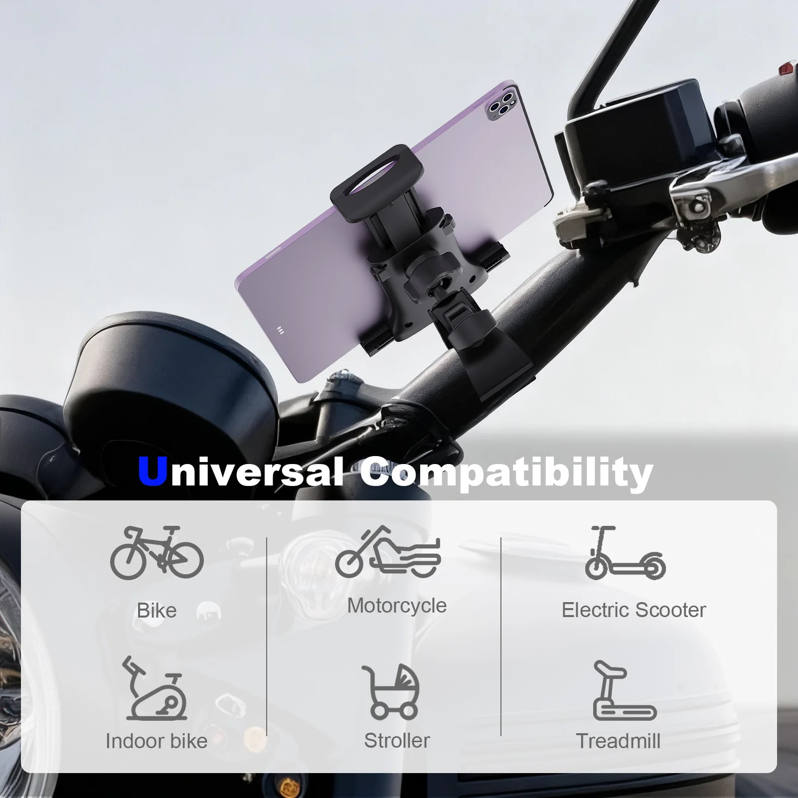 Xnyocn Bike Tablet Holder Indoor Gym Treadmill Handlebar Bracket Stand for Tablet Mobile Phone Support for 4-12 Inch Devices iPa