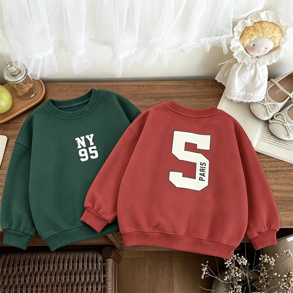 Fashion Sweatshirts Round Neck Pullovers Boys And Girls Casual Loose Clothing Long-sleeved Tops Toddler Spring Autumn Hoodie
