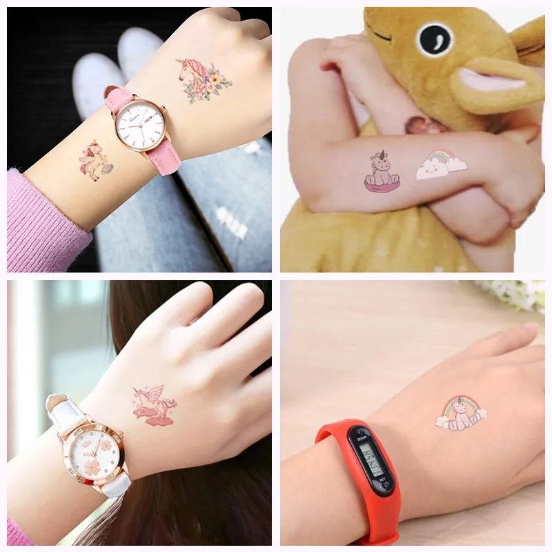 15/30 Sheets Waterproof Cartoon Unicorn Temporary Tattoo Sticker