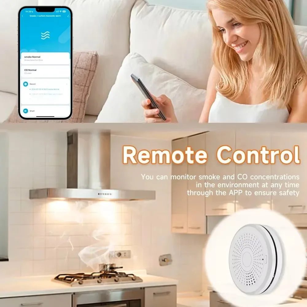 2-in-1 Zigbee Smoke and Carbon Monoxide Detector Wireless Smart Fire Alarm with App Notification Home Safety Security Sensor for image 5