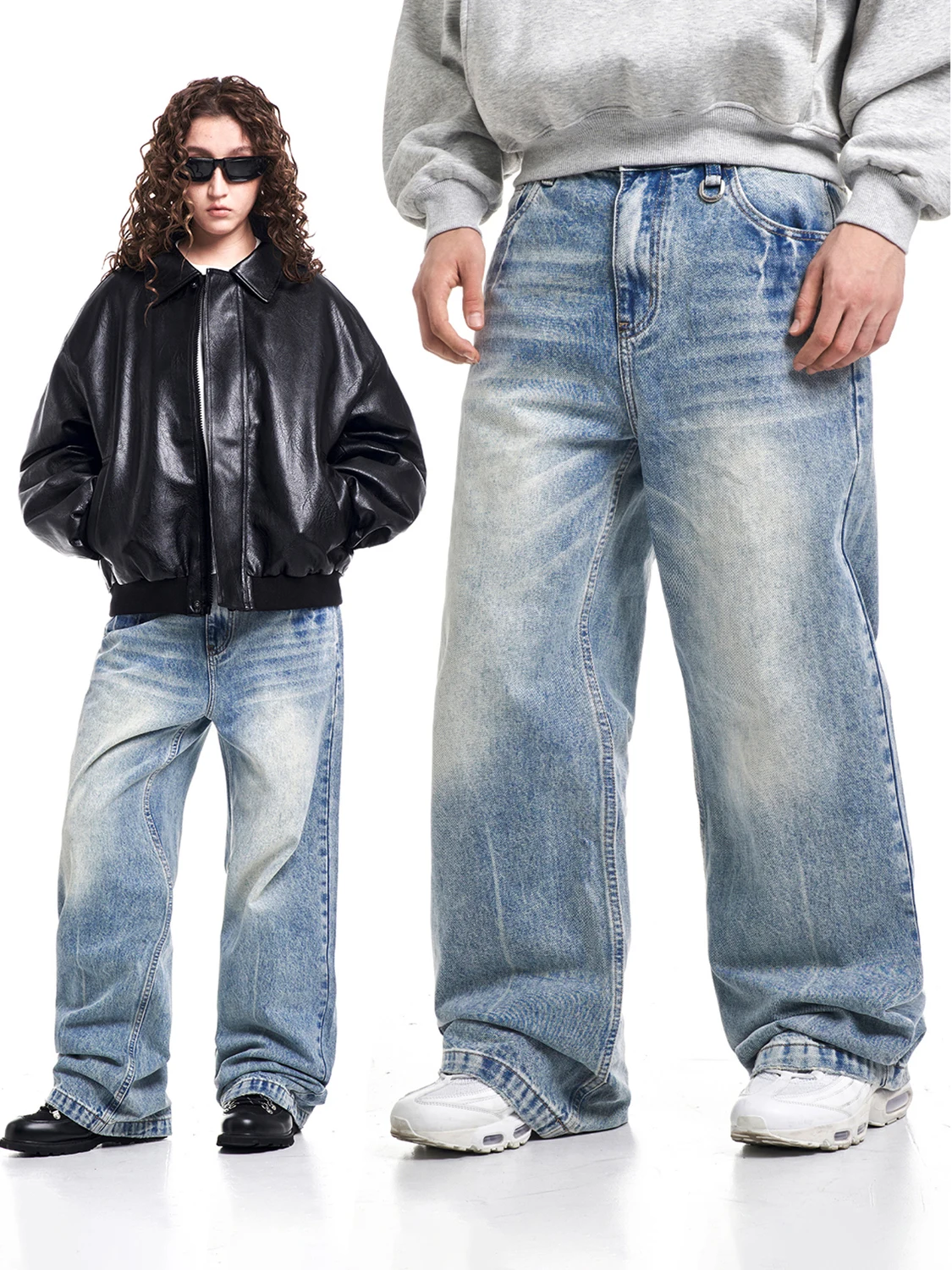 

American Retro Waed Wide Leg Casual Jeans l adient Long Pants Loose Straight Tube Men's Women's Couples Jeans