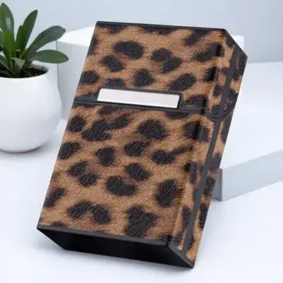 

1pc Cigarette Case Protector Leopard Print Magnetic Flip Cover Durable Portable Storage Box For Common Size Cigarette Holder